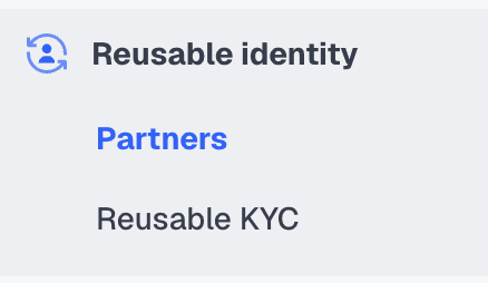 Sumsub Reusable Identity menu